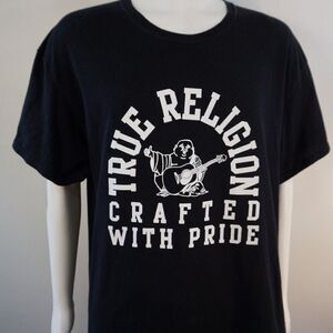 True Religion Crafted With Pride Mens T-shirt XL TR Arch Black Crewneck Cotton